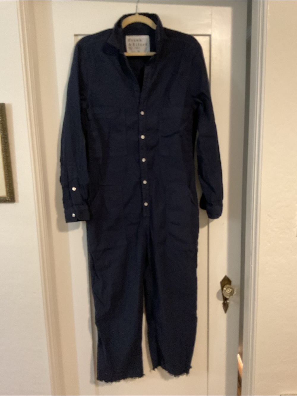 Frank & Eileen Northern Ireland Navy Button-Front Utility Jumpsuit - Picture 3 of 4
